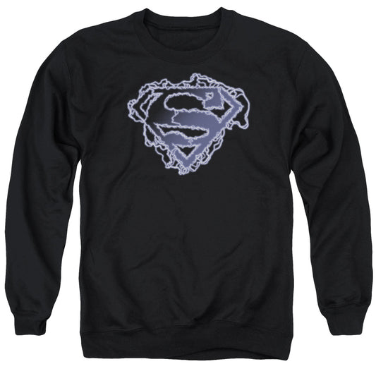 Superman Electric Supes Shield Mens Crewneck Sweatshirt Black