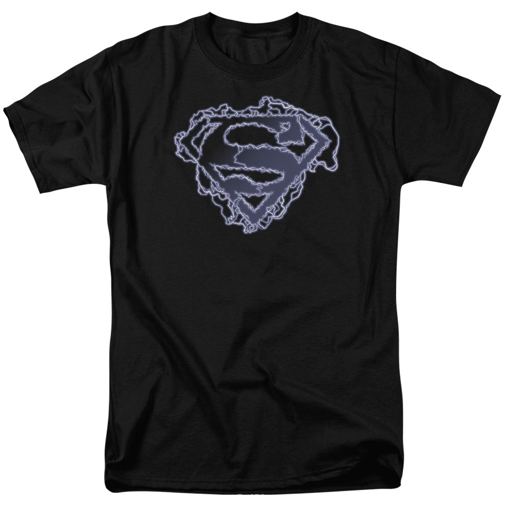 Superman Electric Supes Shield Mens T Shirt Black