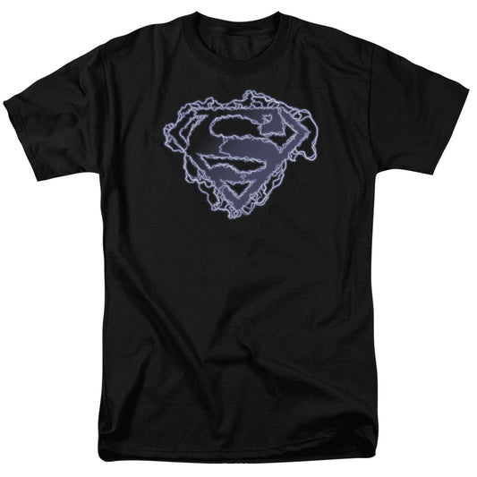 Superman Electric Supes Shield Mens T Shirt Black