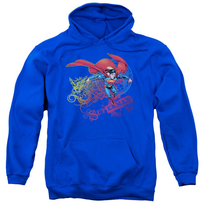 Superman Cool Word Supes Mens Hoodie Royal Blue