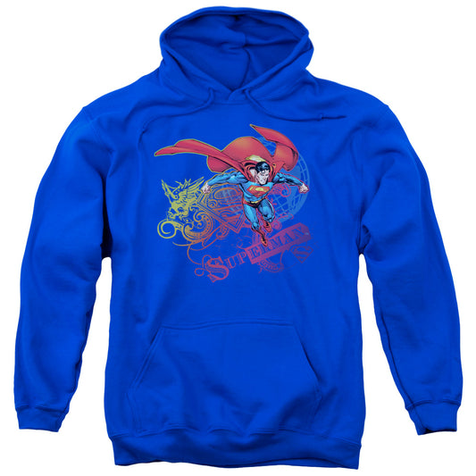 Superman Cool Word Supes Mens Hoodie Royal Blue