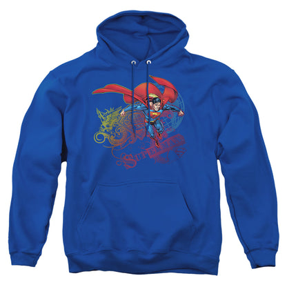 Superman Cool Word Supes Mens Hoodie Royal Blue