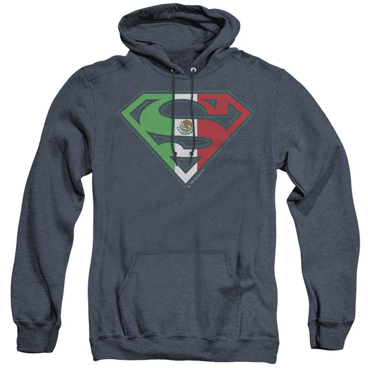 Superman Mexican Shield Heather Mens Hoodie Navy