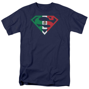 Superman Mexican Shield Mens T Shirt Navy Blue