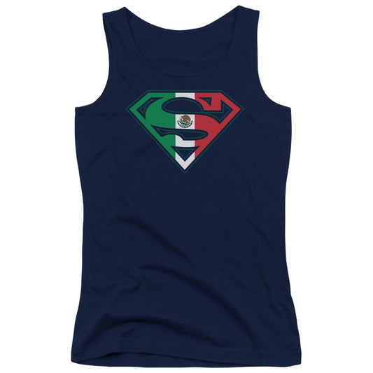 Superman Mexican Shield Womens Tank Top Shirt Navy