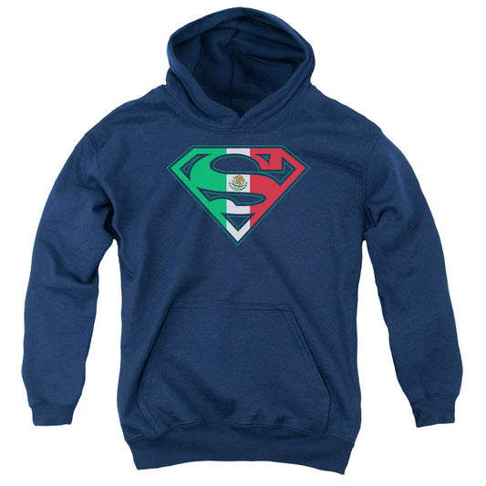 Superman Mexican Shield Kids Youth Hoodie Navy