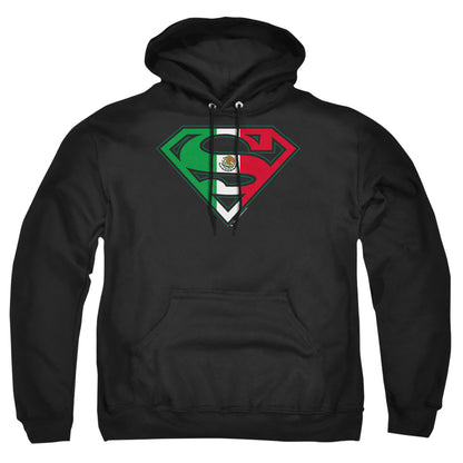 Superman Mexican Flag Shield Mens Hoodie Black