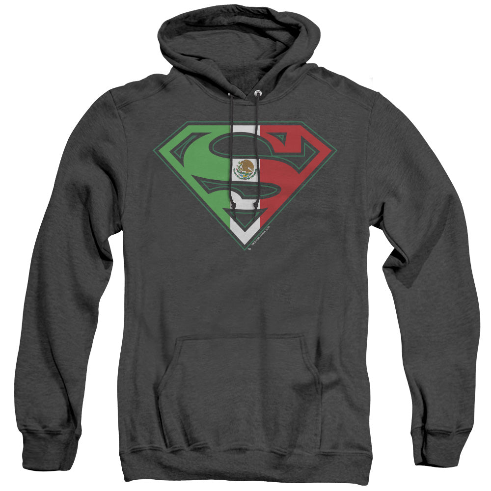 Superman Mexican Flag Shield Heather Mens Hoodie Black