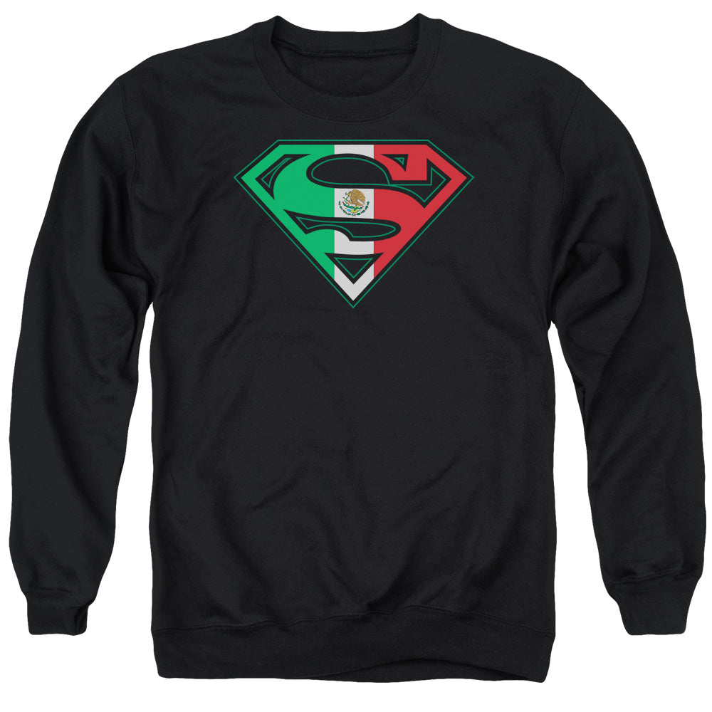 Superman Mexican Flag Shield Mens Crewneck Sweatshirt Black