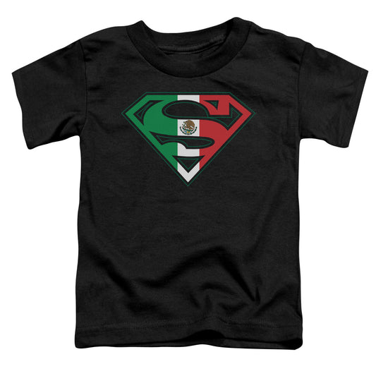 Superman Mexican Flag Shield Toddler Kids Youth T Shirt Black