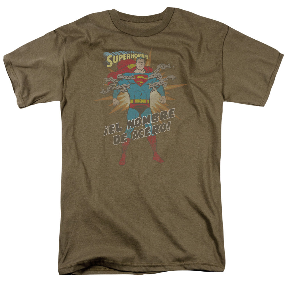 Superman El Hombre Del Acero Mens T Shirt Safari Green