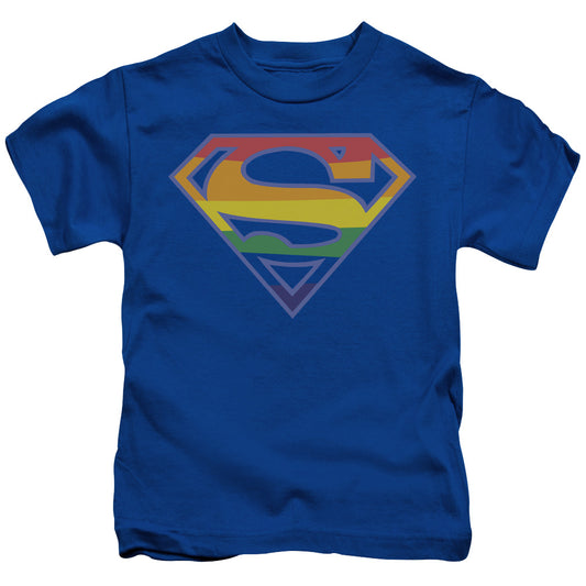 Superman Priatic Shield Juvenile Kids Youth T Shirt Royal Blue