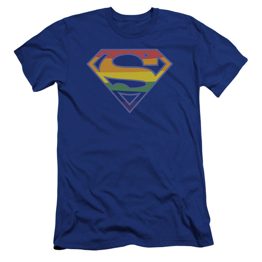 Superman Priatic Shield Premium Bella Canvas Slim Fit Mens T Shirt Royal Blue