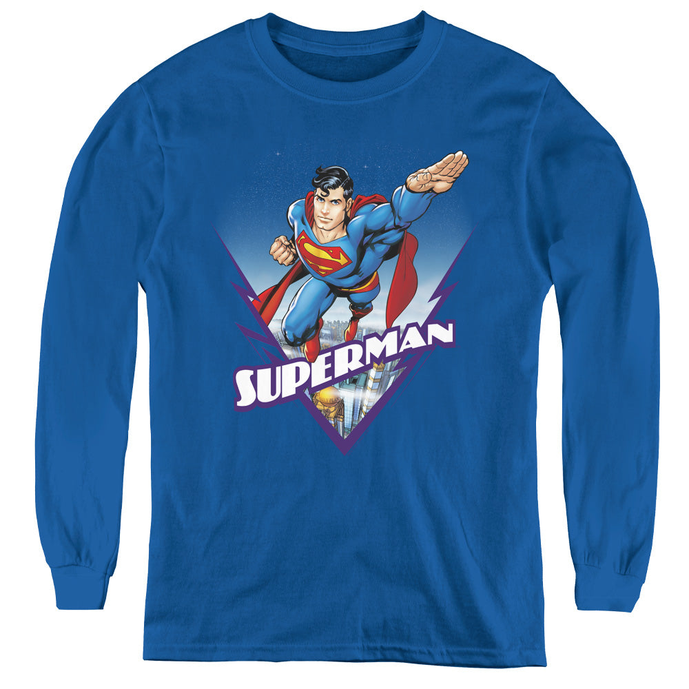 Superman Looks Like A Job For Long Sleeve Kids Youth T Shirt Royal Blue