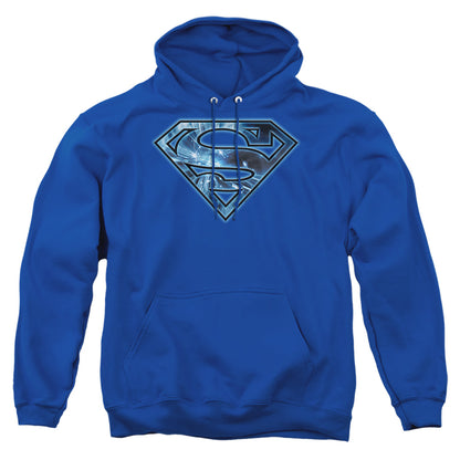 Superman On Ice Shield Mens Hoodie Royal Blue