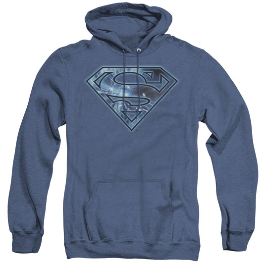 Superman On Ice Shield Heather Mens Hoodie Royal Blue