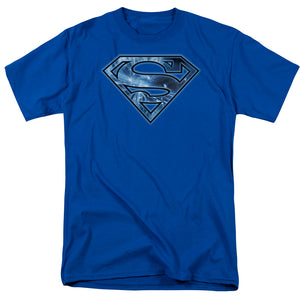 Superman On Ice Shield Mens T Shirt Royal Blue