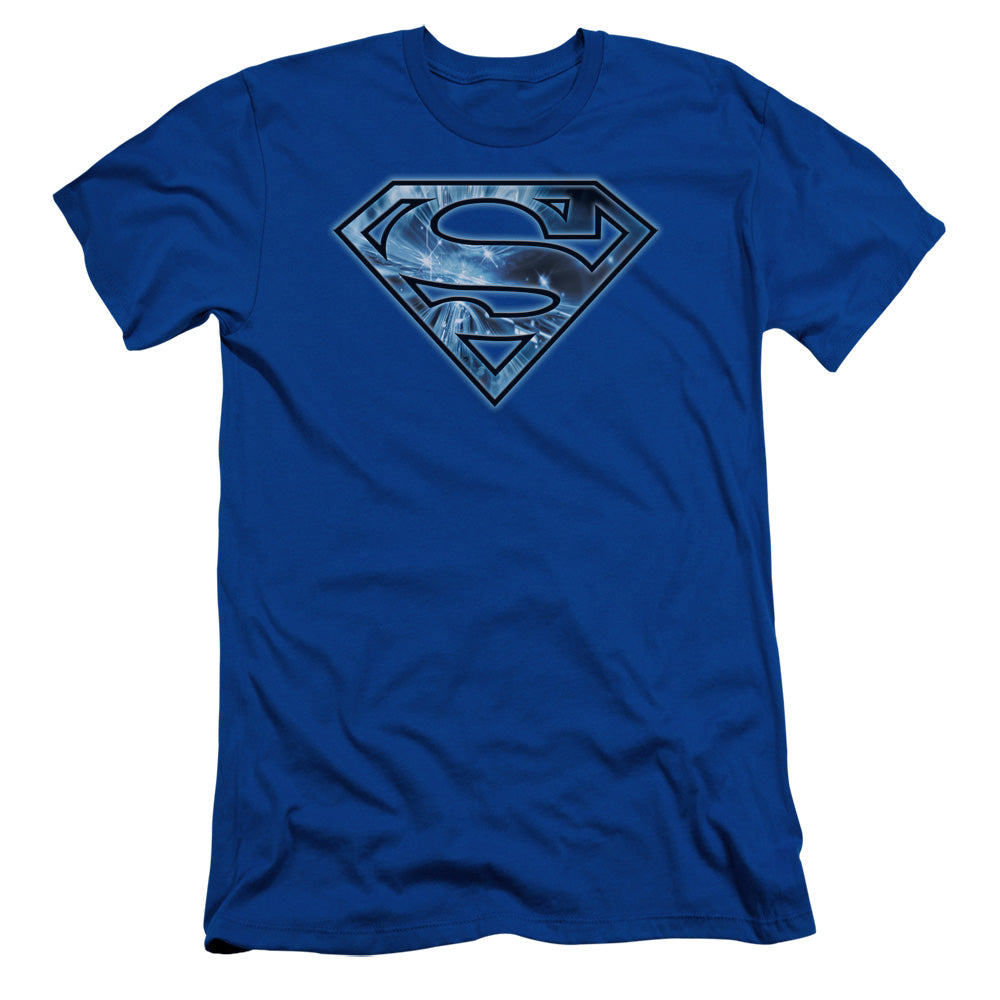 Superman On Ice Shield Slim Fit Mens T Shirt Royal Blue