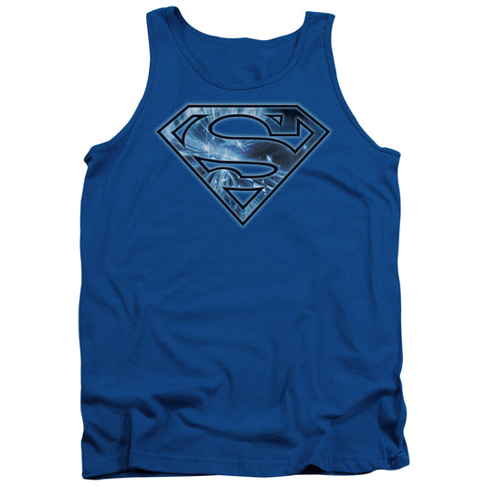 Superman On Ice Shield Mens Tank Top Shirt Royal Blue