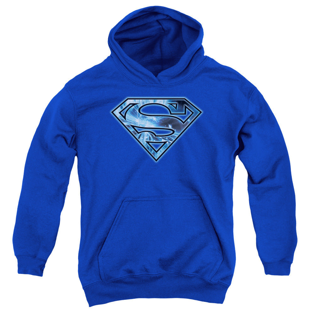 Superman On Ice Shield Kids Youth Hoodie Royal