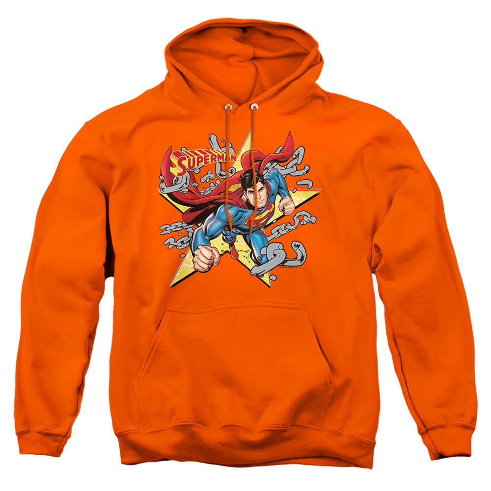 Superman Stars And Chains Mens Hoodie Orange