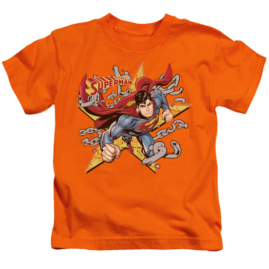 Superman Stars And Chains Juvenile Kids Youth T Shirt Orange