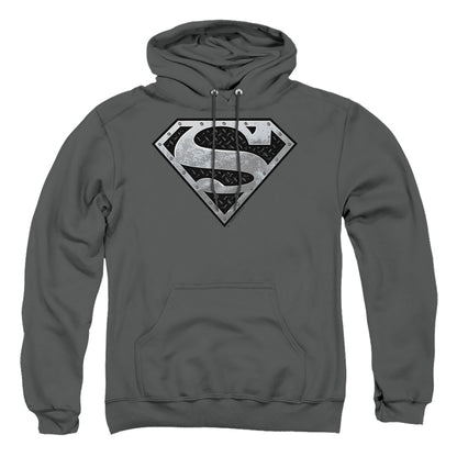 Superman Super Metallic Shield Mens Hoodie Charcoal