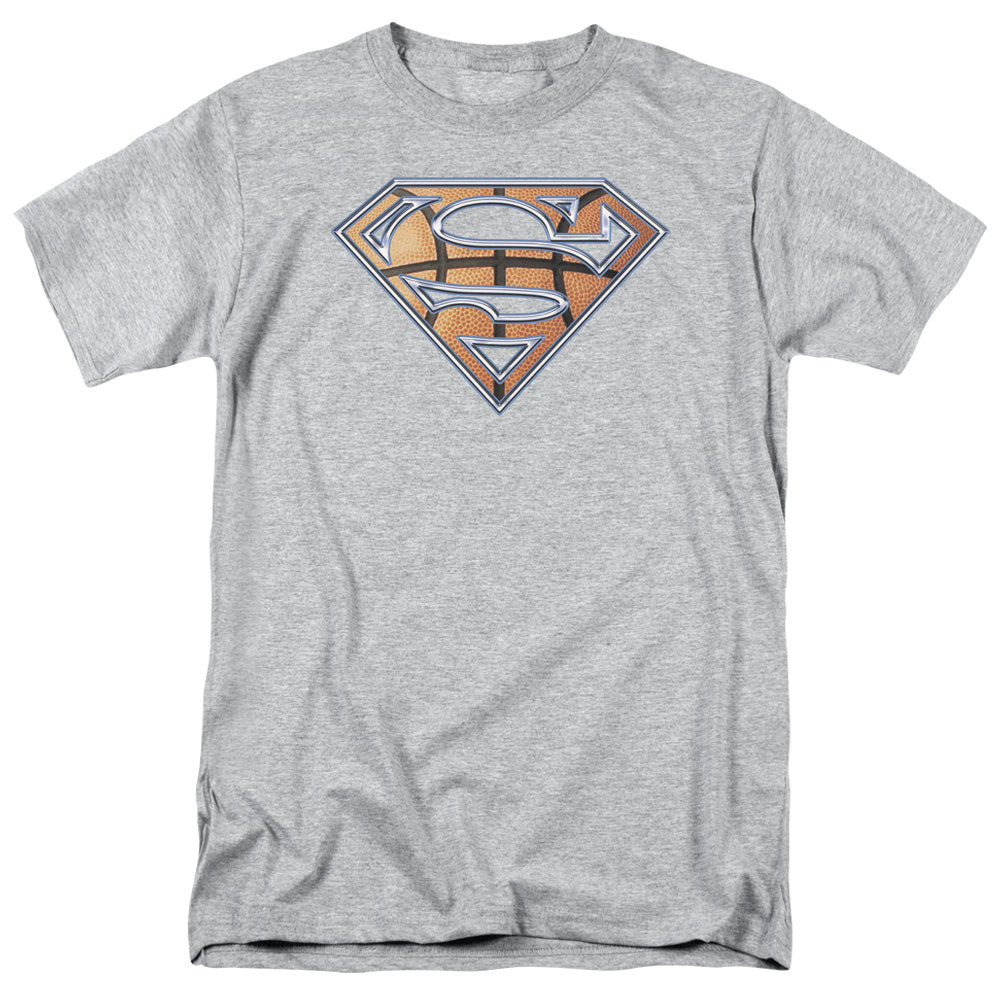 Superman Basketball Shield Mens T Shirt Athletic Heather