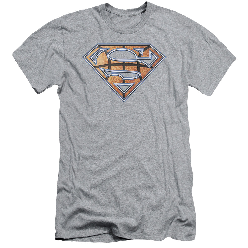 Superman Basketball Shield Slim Fit Mens T Shirt Athletic Heather