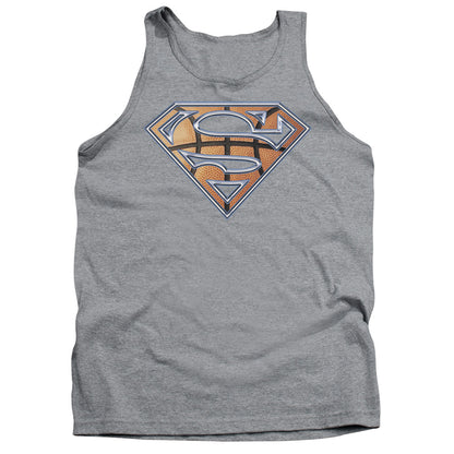 Superman Basketball Shield Mens Tank Top Shirt Athletic Heather