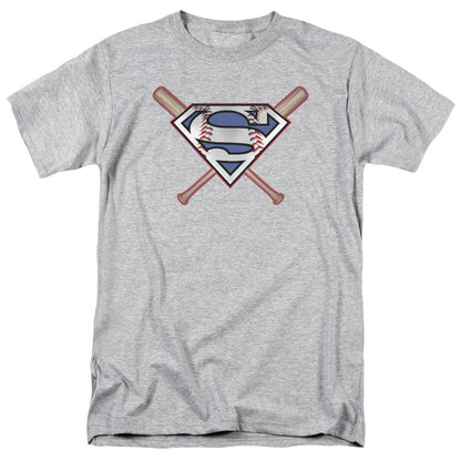 Superman Crossed Bats Mens T Shirt Athletic Heather