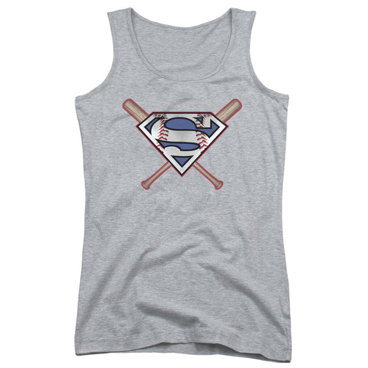 Superman Crossed Bats Womens Tank Top Shirt Athletic Heather