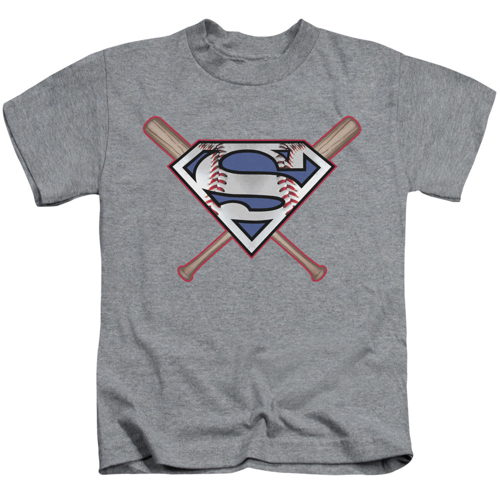 Superman Crossed Bats Juvenile Kids Youth T Shirt Athletic Heather