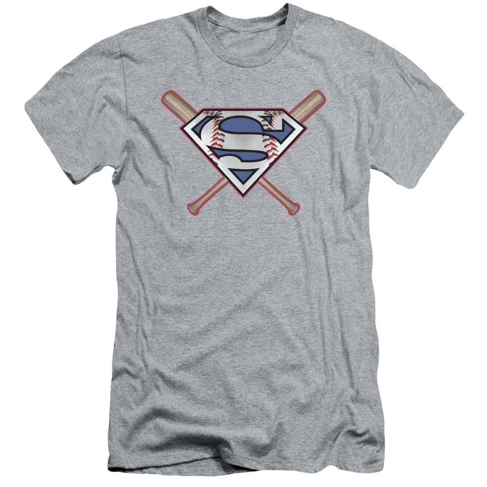 Superman Crossed Bats Slim Fit Mens T Shirt Athletic Heather