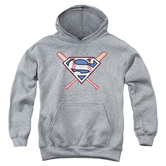 Superman Crossed Bats Kids Youth Hoodie Heather