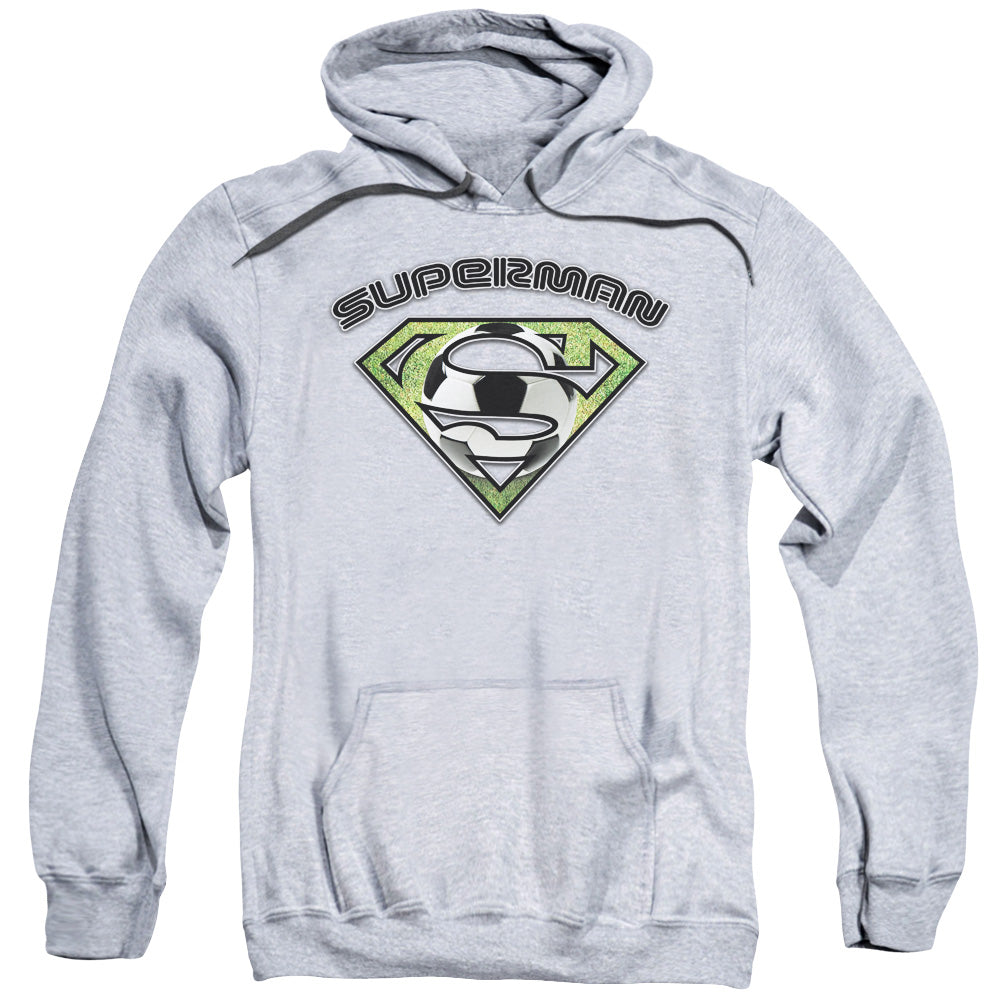 Superman Soccer Shield Mens Hoodie Athletic Heather