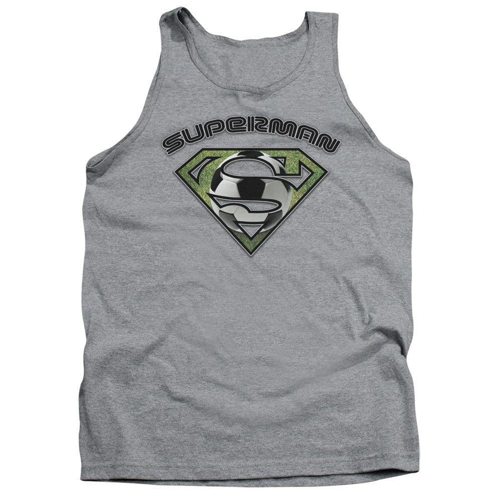 Superman Soccer Shield Mens Tank Top Shirt Athletic Heather