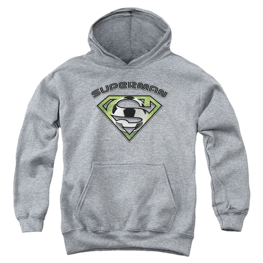 Superman Soccer Shield Kids Youth Hoodie Heather