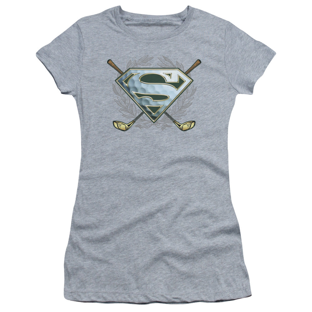 Superman Fore! Junior Sheer Cap Sleeve Womens T Shirt Athletic Heather