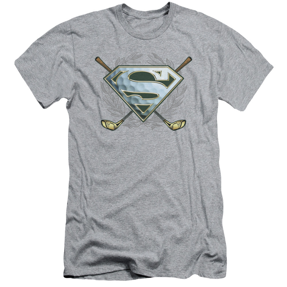 Superman Fore! Slim Fit Mens T Shirt Athletic Heather