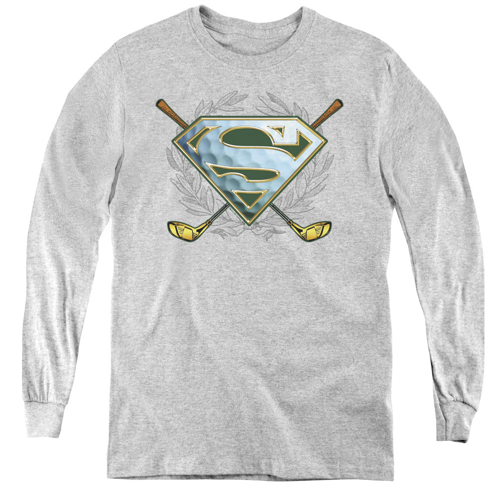 Superman Fore! Long Sleeve Kids Youth T Shirt Athletic Heather