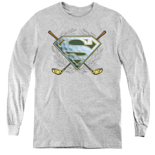 Superman Fore! Long Sleeve Kids Youth T Shirt Athletic Heather