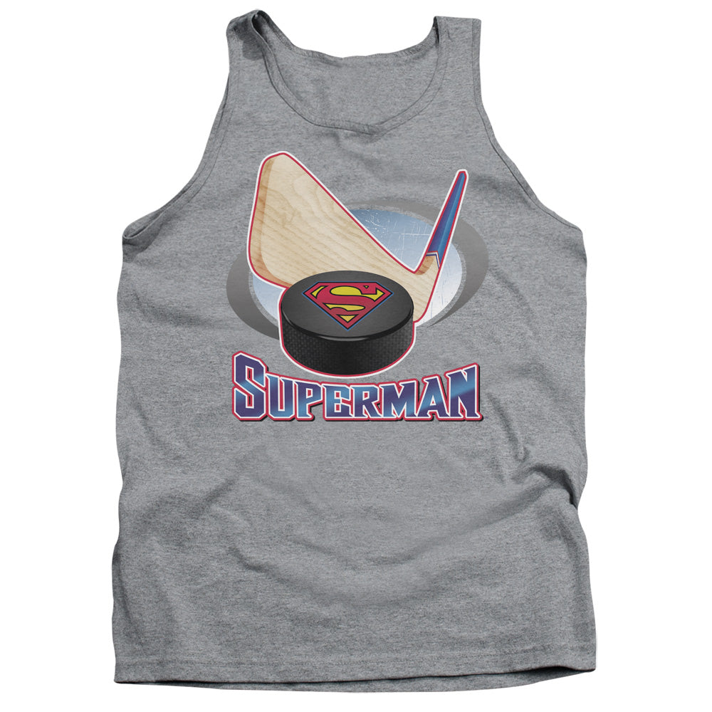 Superman Hockey Stick Mens Tank Top Shirt Athletic Heather