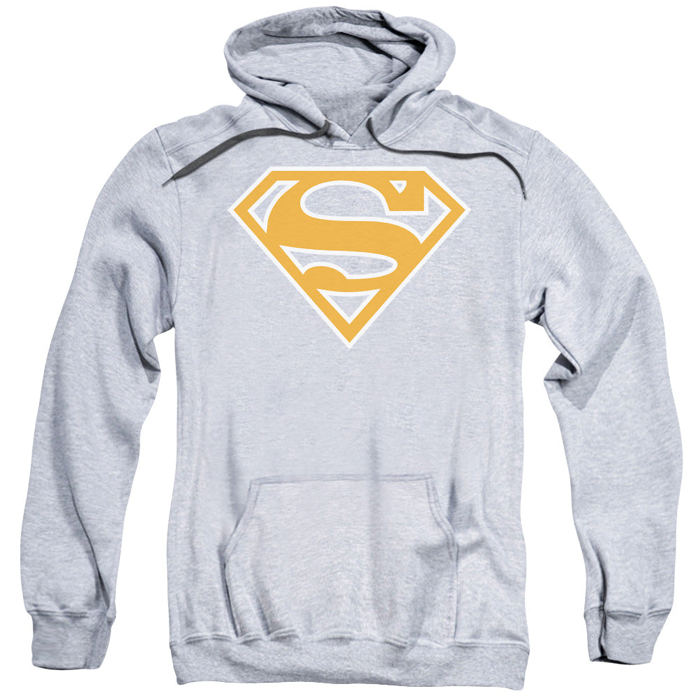 Superman Burnt Orange&Amp;White Shield Mens Hoodie Athletic Heather