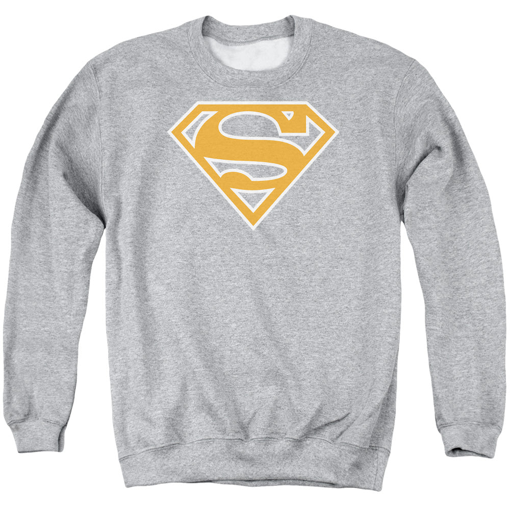 Superman Burnt Orange&Amp;White Shield Mens Crewneck Sweatshirt Athletic Heather