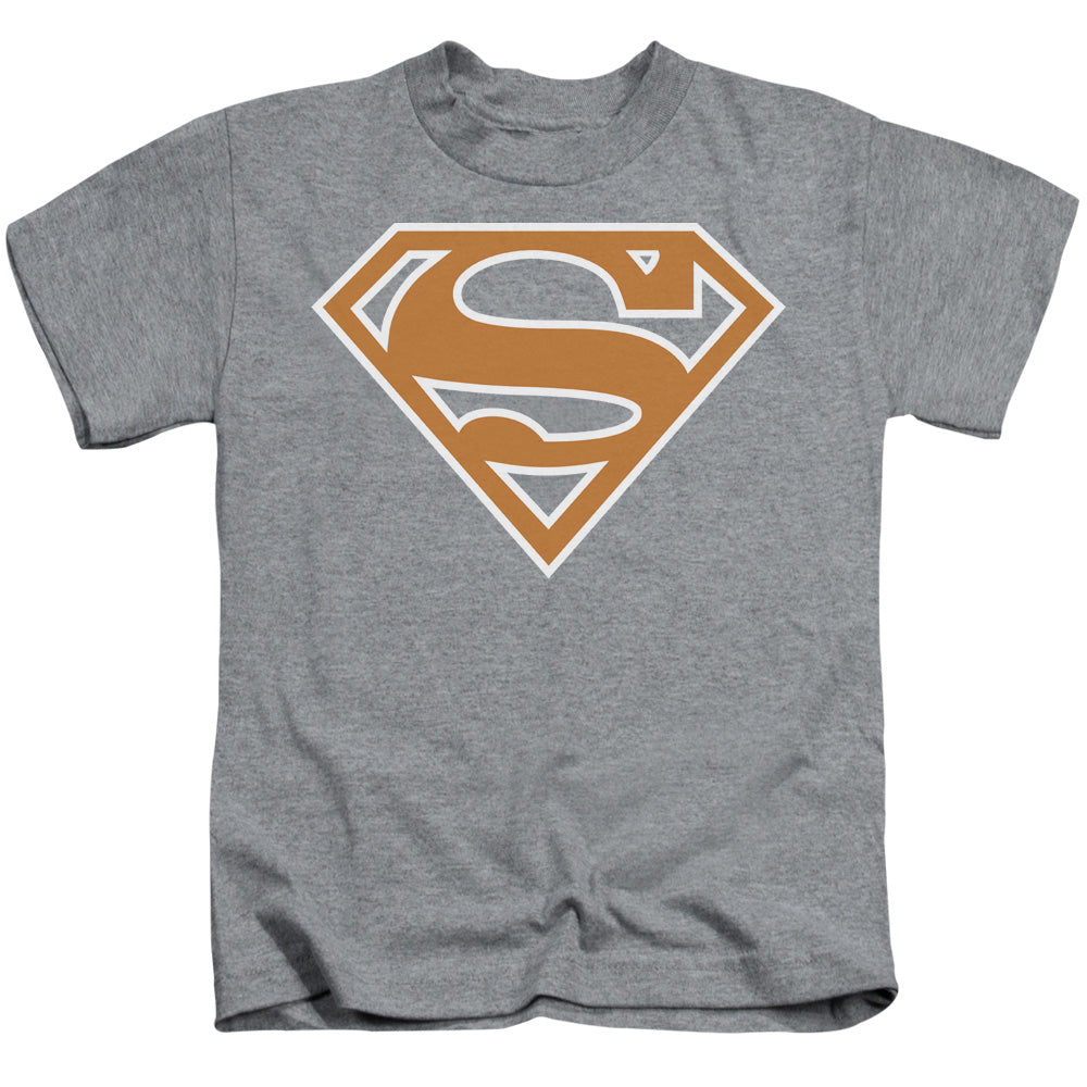 Superman Burnt Orange&white Shield Juvenile Kids Youth T Shirt Athletic Heather