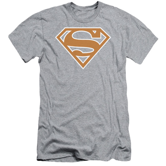 Superman Burnt Orange&white Shield Slim Fit Mens T Shirt Athletic Heather