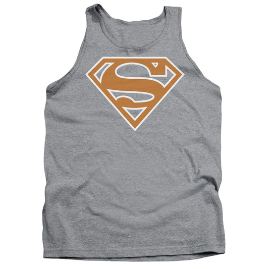 Superman Burnt Orange&White Shield Mens Tank Top Shirt Athletic Heather