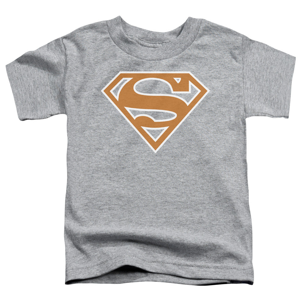 Superman Burnt Orange&white Shield Toddler Kids Youth T Shirt Athletic Heather