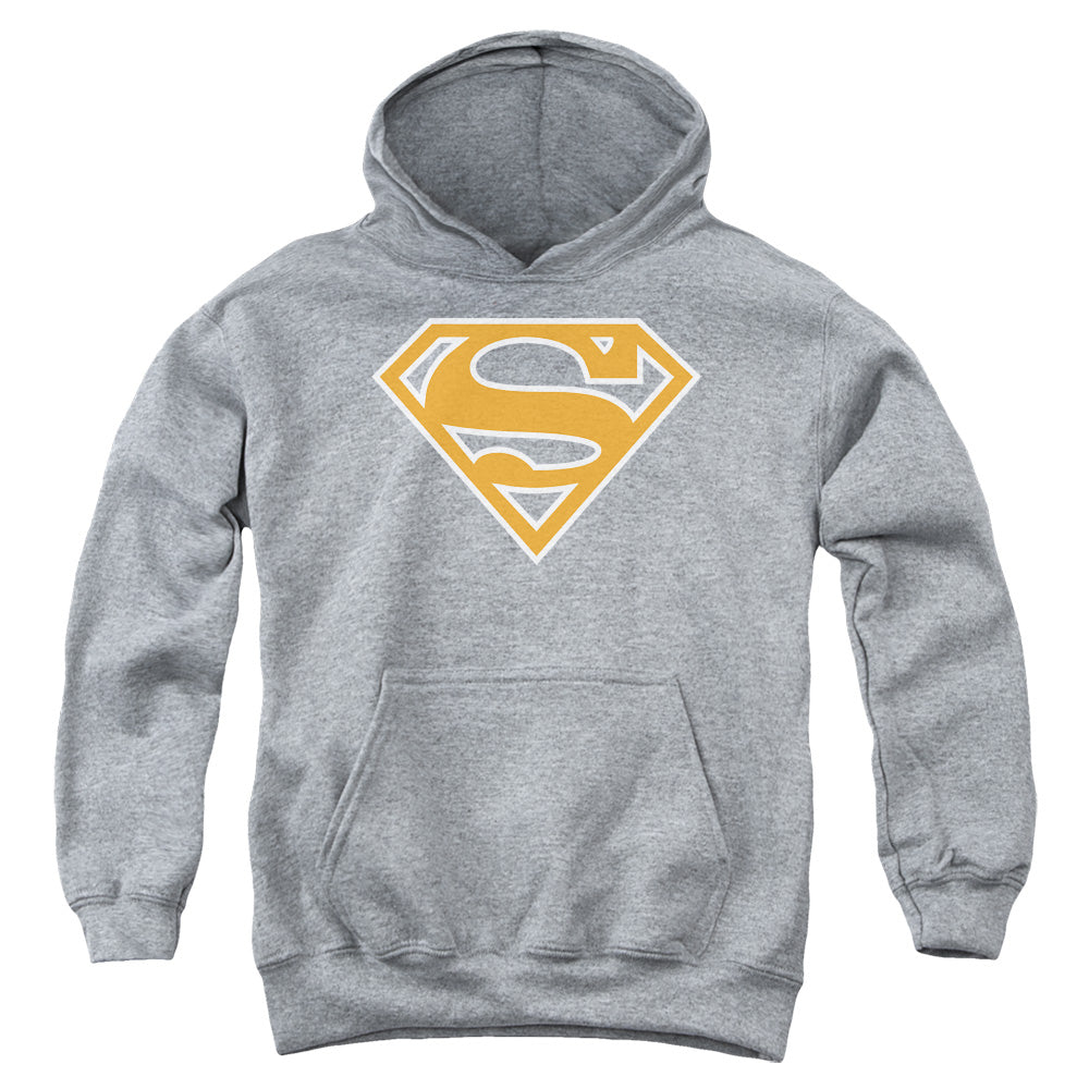 Superman Burnt Orange&white Shield Kids Youth Hoodie Heather